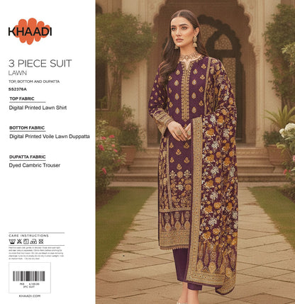 Khaadi (D.C:-SS2376A) 3Pcs Digital Printed Lawn Collection