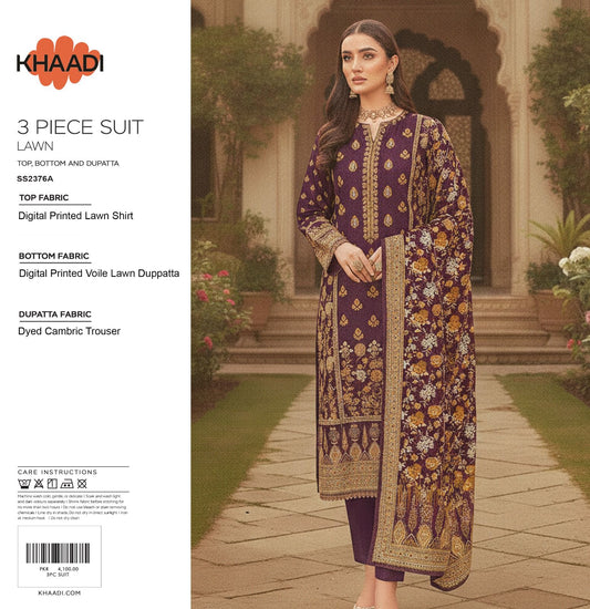 Khaadi (D.C:-SS2376A) 3Pcs Digital Printed Lawn Collection