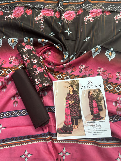 JAWED ARTS ZEBTAN –  3PC UNSTITCHED SUIT Design: 10