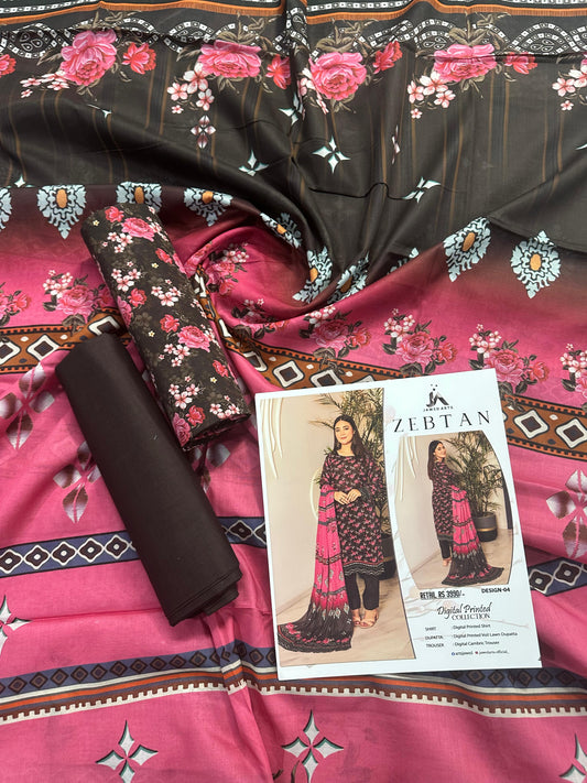 JAWED ARTS ZEBTAN –  3PC UNSTITCHED SUIT Design: 10