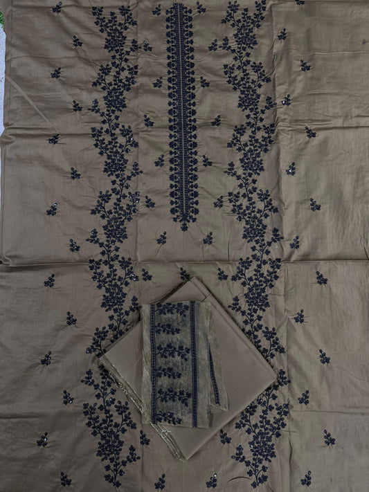 🩵 Saqafat BROWN – 100% Original 2PC Embroidered Unstitched Lawn 🌸 Vol - 2