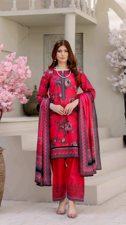 ALISHA D-08 DIGITAL PRINTED LAWN  3PCS