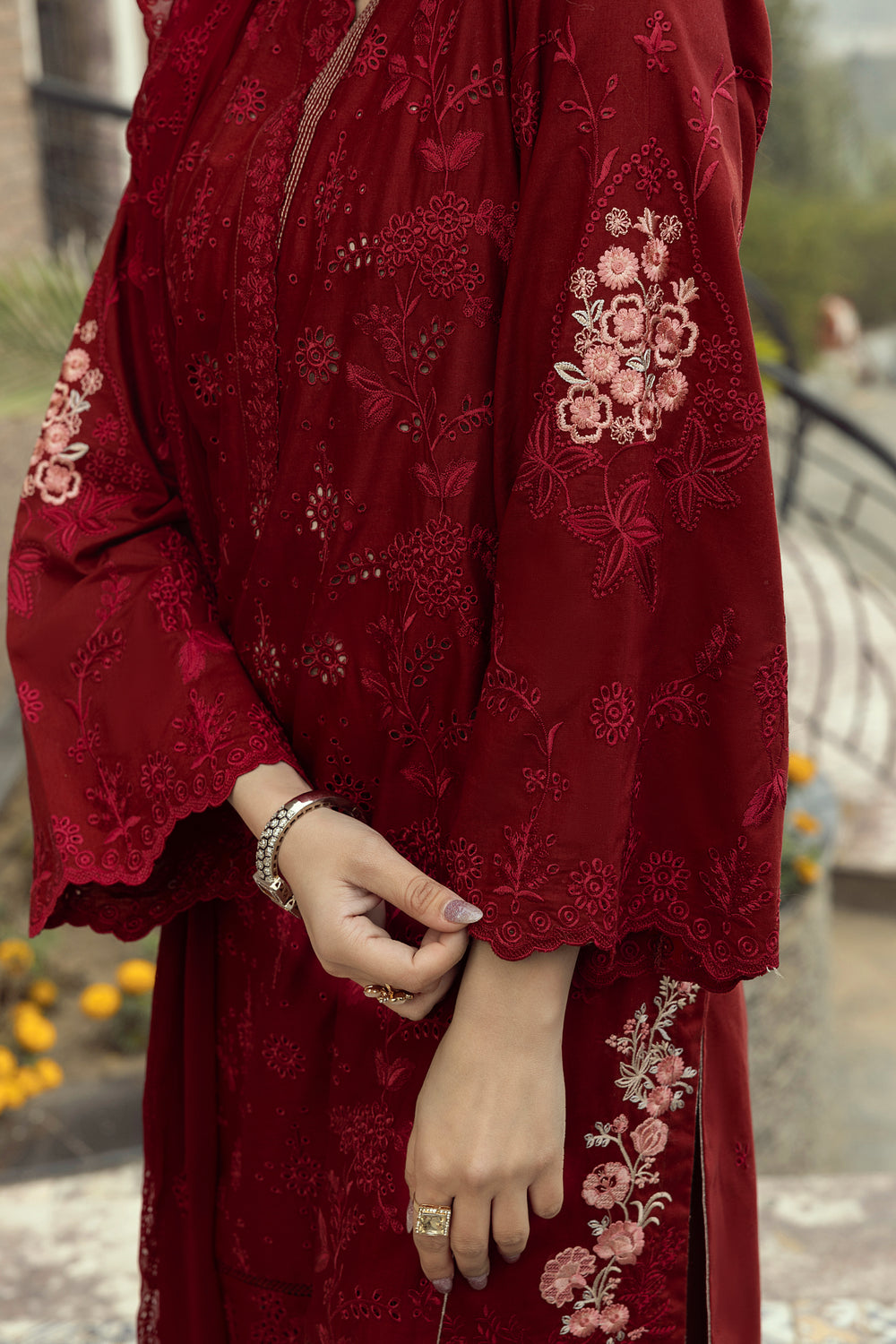 Lakhany Maroon Eid Collection Unstitched ChikanKari 3 Piece 🔥