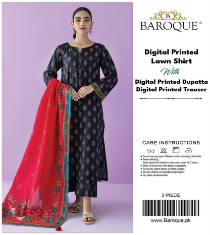 Baroque Unstitched Lawn 3 Pieces in Wholesale Price 🔥❤️
