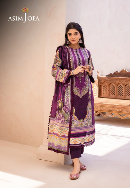 AsimJofa Purple Printed 3Pcs
