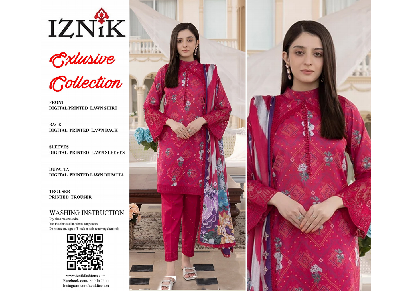 Iznik Lawn Unstitched 3 Pieces in Wholesale Price 🔥🧡