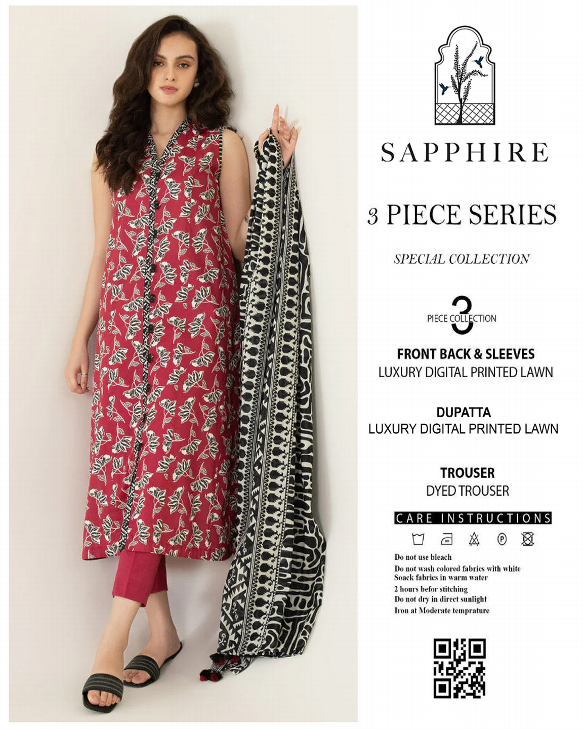 Sapphire Unstitched Lawn 3 Pieces in Wholesale Price 🔥❤️