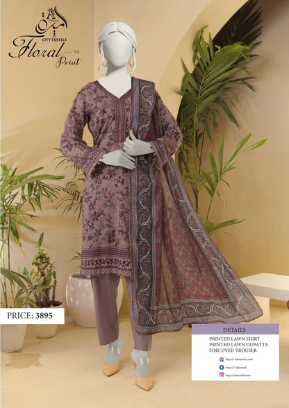 Almeerah Floral 💯% Original 3PC Unstitched In Wholesale Price