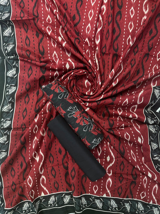 SAHARA BLACK-LEAVES PRINTED 3PCS