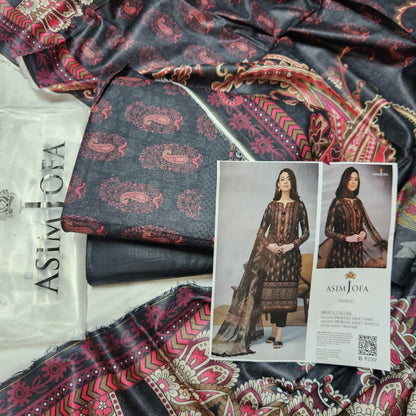 Asim Jofa Unstitched Lawn Printed 3PC In Wholesale Price