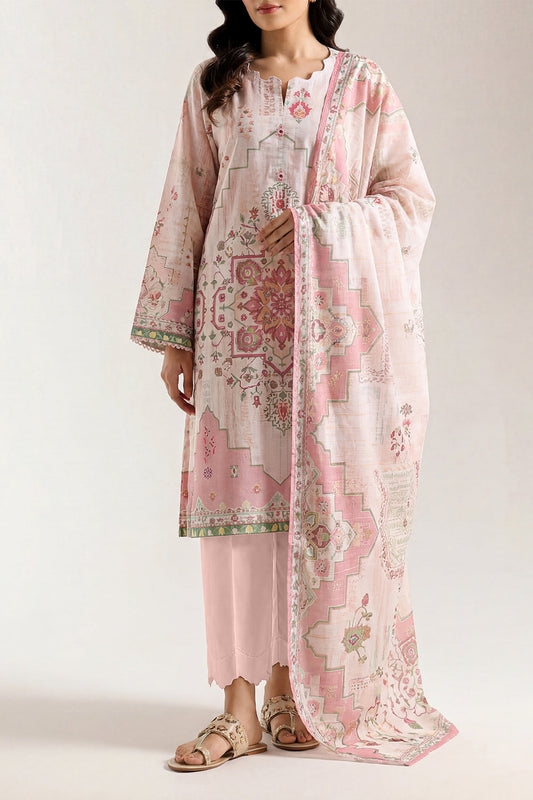 Saya Pastel Peach 3PCs Printed Lawn Unstitched Collection
