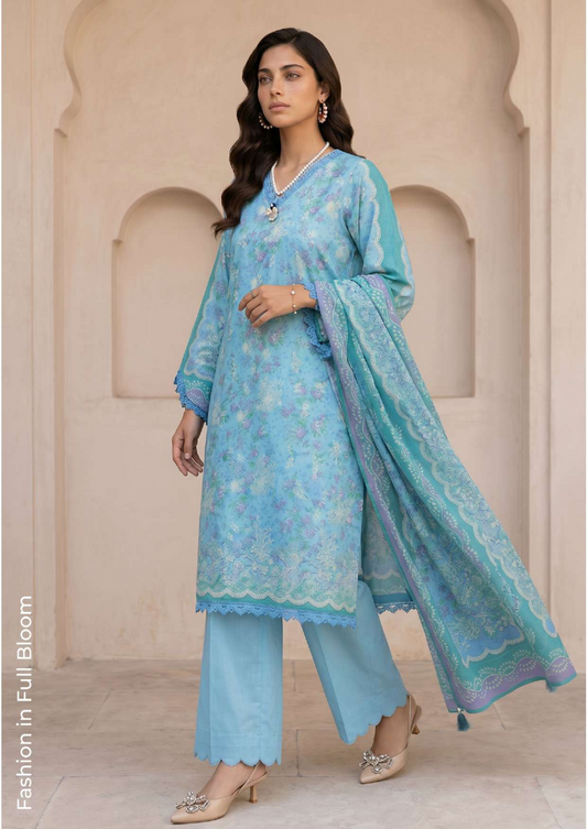 ZELLBURY Unstitched 3pcs Lawn Collection D.C:- WUS26X38113