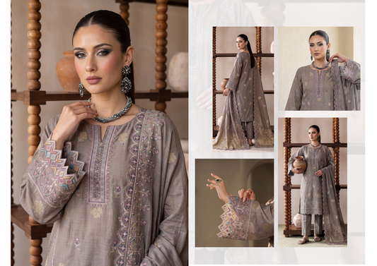 Bonanza Satrangi Smoke Grey Jacquard 3Pcs