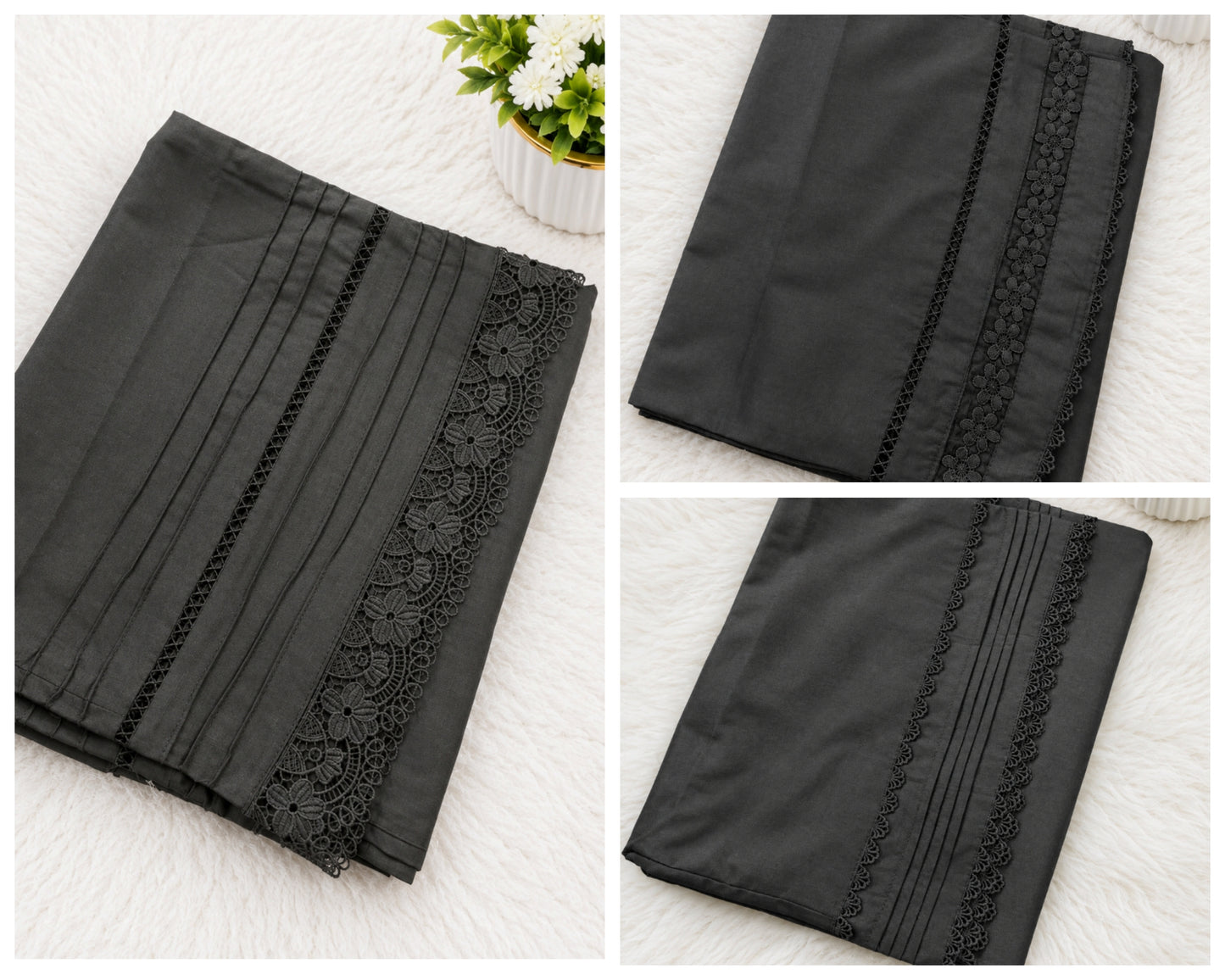 Stitched Black Plazo Large Randomly