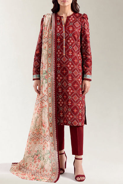 Saya D.C:- U01-25218-02AR - 3 Pcs Printed Lawn