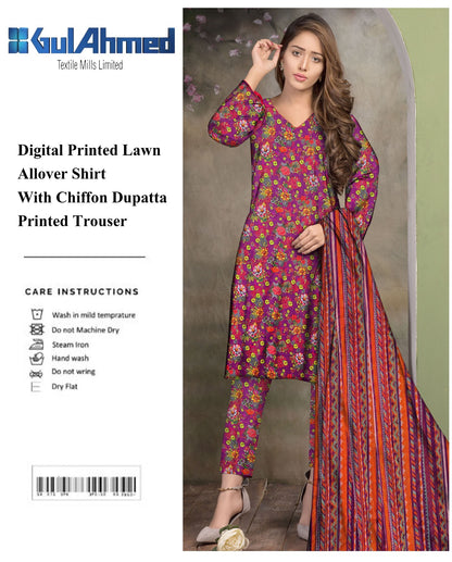 GulAhmed & Nishat Printed With Chiffon Dupatta 3P