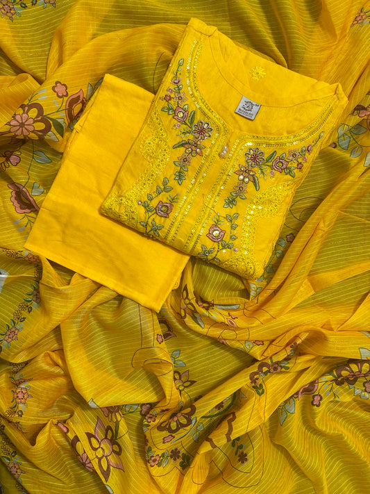 BQ EMBROIDERY YELLOW STITCHED 3PCS RANDOMLY DESIGN