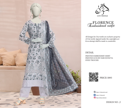 🧡🔥 ALMEERAH FLORENCE Embroidery Cutwork Dupatta 3 Pieces 🔥❤️