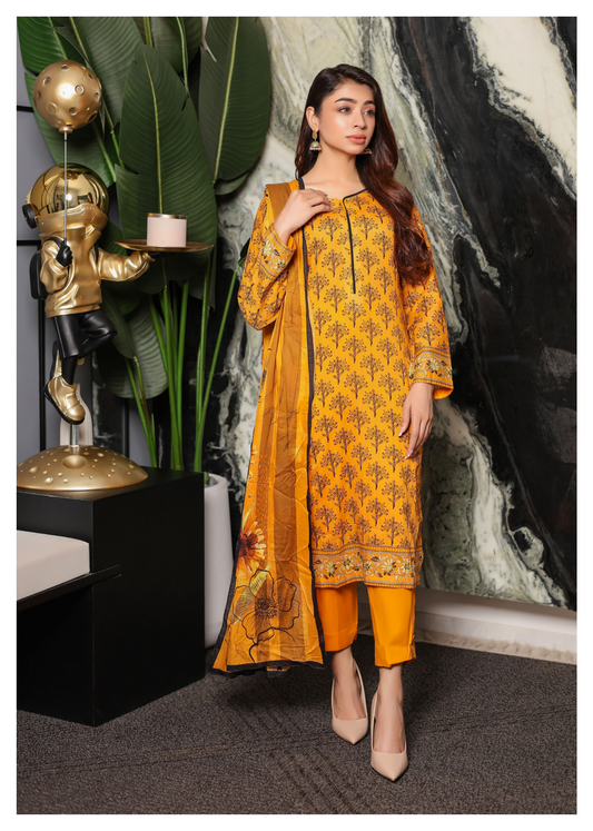JAWED ARTS ZEBTAN –  3PC UNSTITCHED SUIT Design: 6