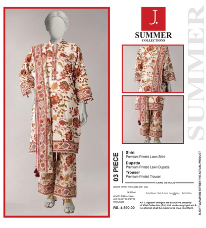 Junaid Jamshed Inspired J. Digital Printed Lawn 3 Piece Unstitched Collection