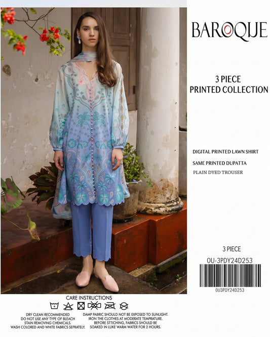Baroque Denim Printed Lawn 3-Piece