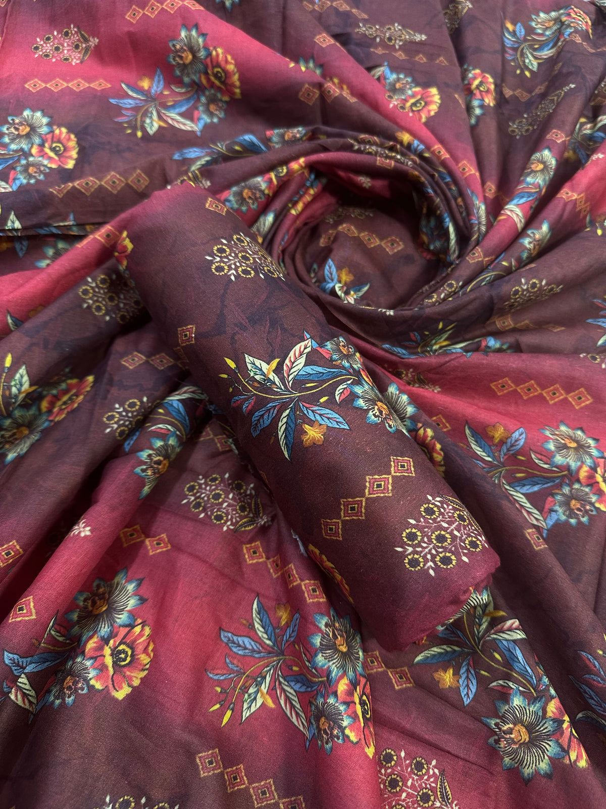 Sapphire & Bareeze Burgundy 2Pcs All-Over Printed