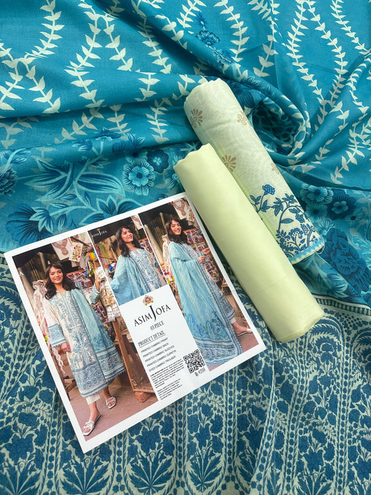 AsimJofa Light Blue Printed 3Pcs