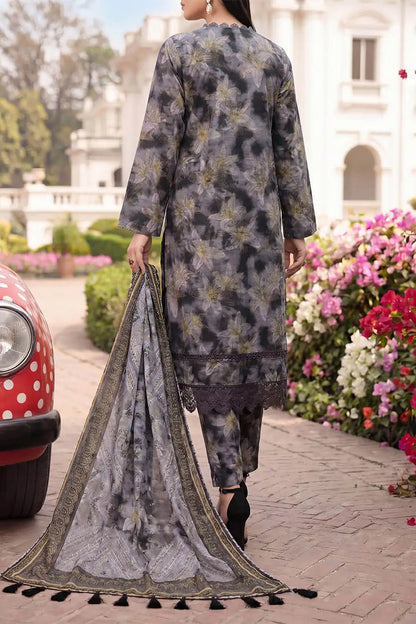 Floral Fusion By Almeerah D-6 -  3Pcs Printed Stripe Collection