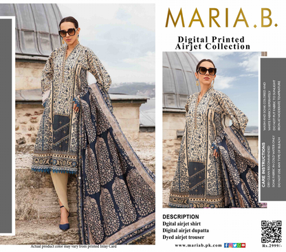 Maria.B Unstitched Printed 3PCs
