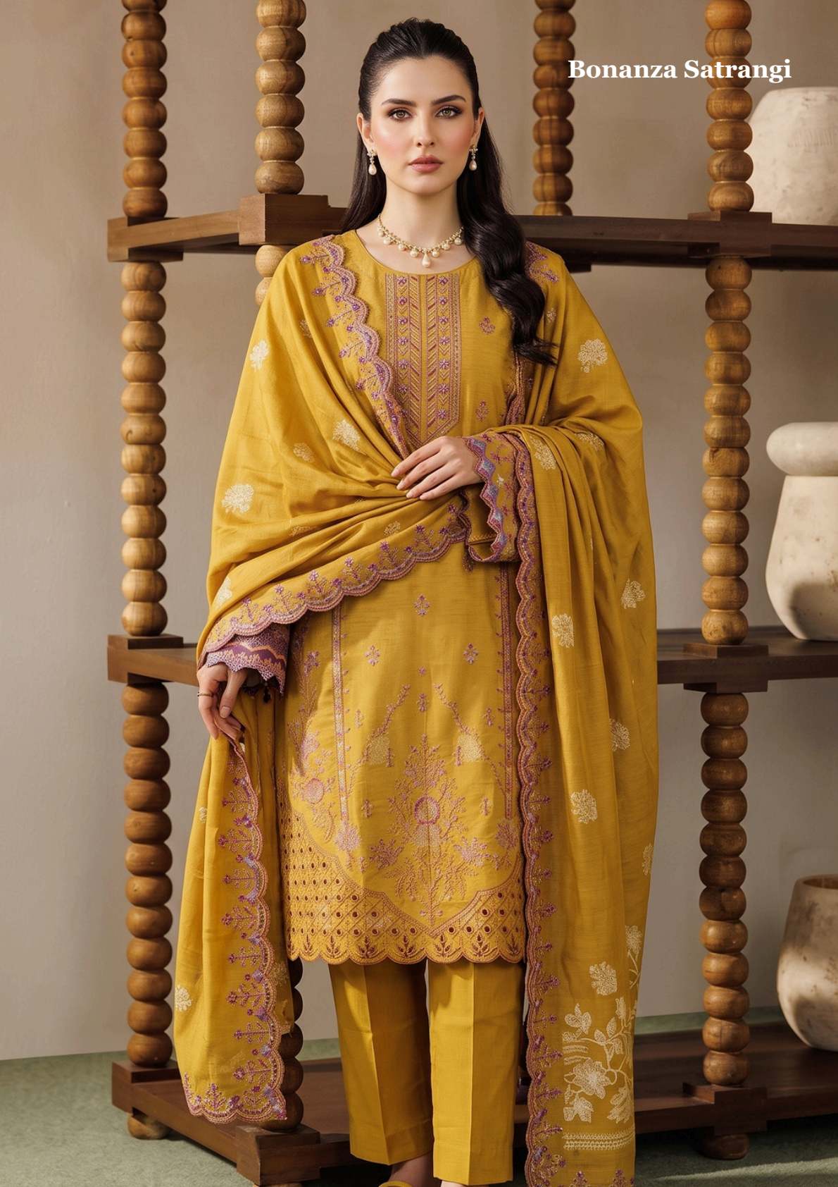 Bonanza Satrangi Golden Harvest Jacquard 3Pcs