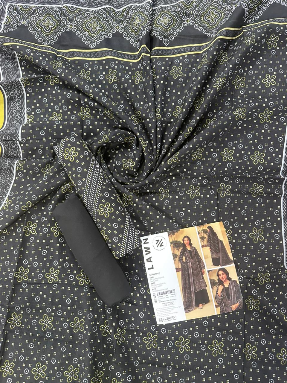 ZELLBURY Unstitched 3pcs Lawn Collection D.C:- WUS26X30757