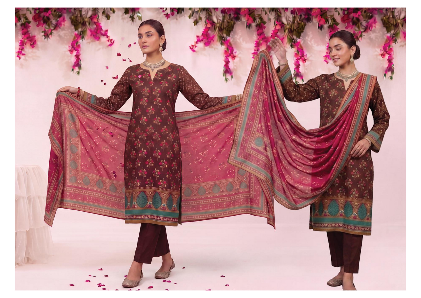 MJ D #A0401-2 – Gold Paste Printed Lawn 3Pcs Collection