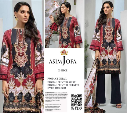 ASIM JOFA 3PC UNSTITCHED DIGITAL PRINTED COLLECTION