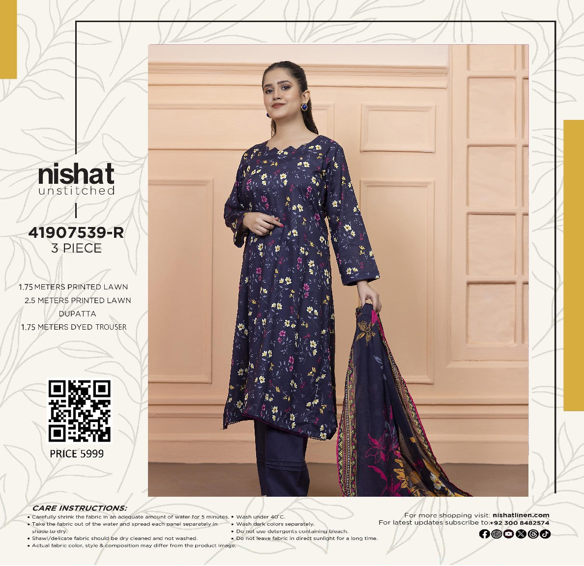Nishat Printed Lawn 3P In Wholesale Price