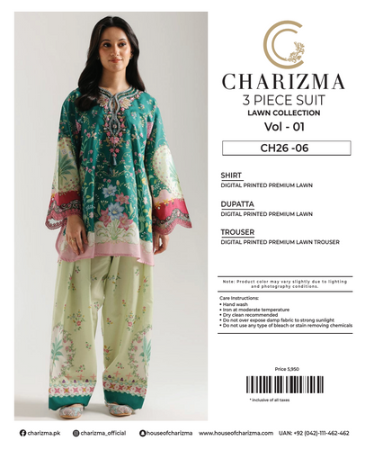 CHARIZMA LAWN UNSTITCHED COLLECTION – Vol 1_CH26-06