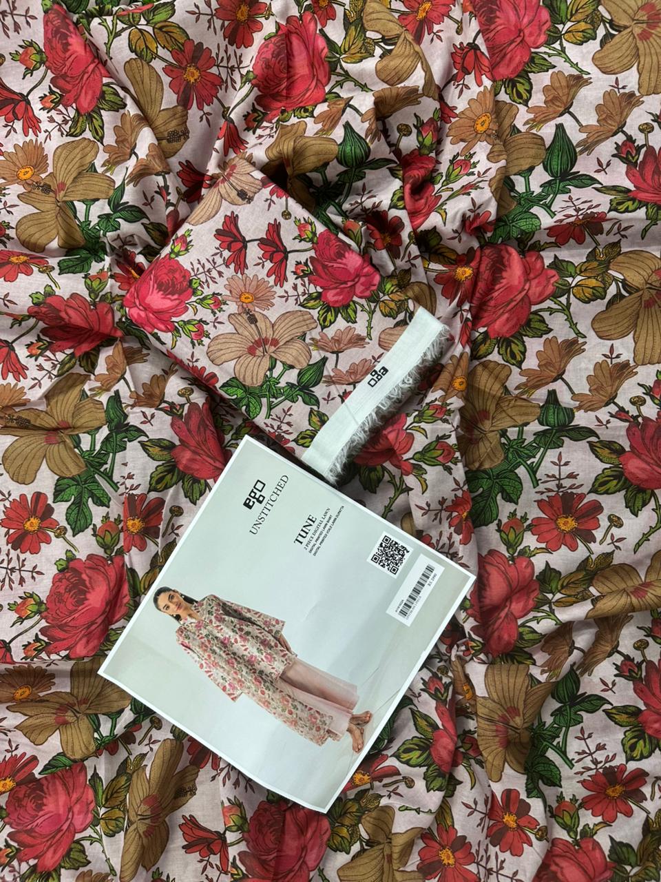 EGO LIGHT PINK (S+D) UNSTITCHED 2PCS DIGITAL PRINTED LAWN COLLECTION