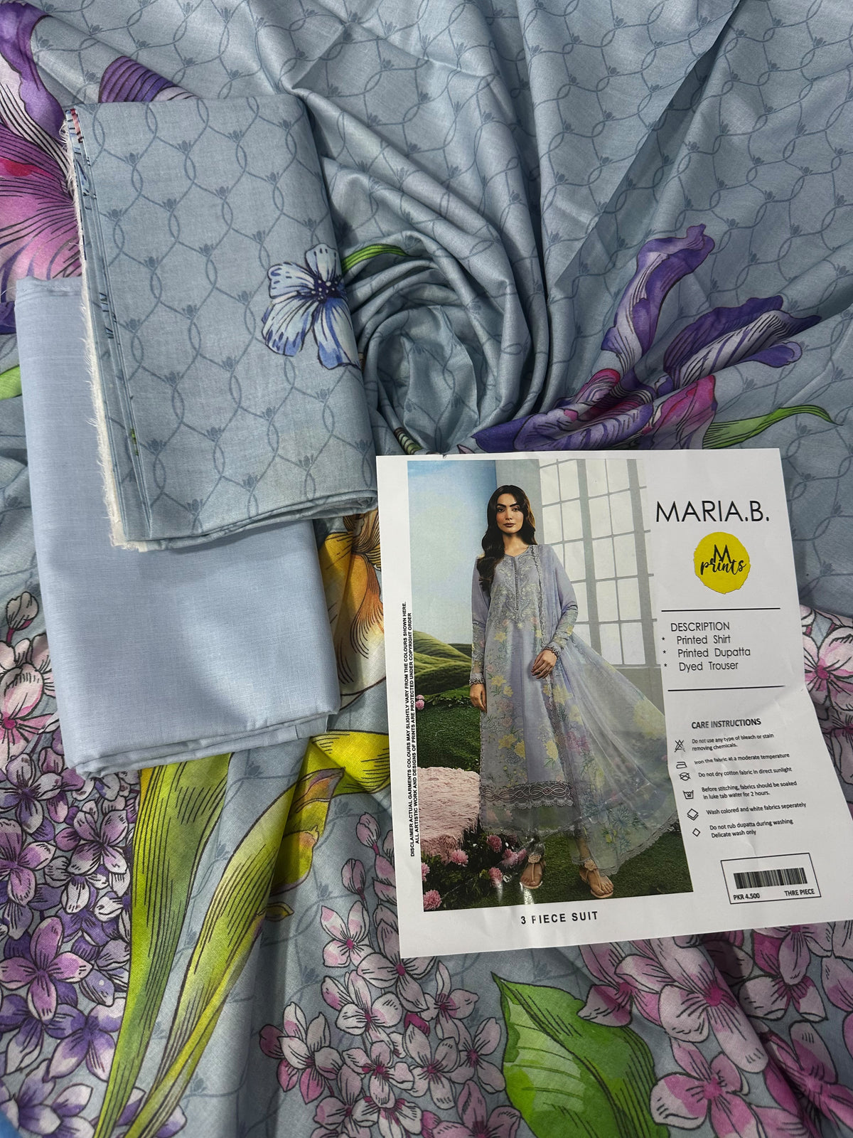 Maria B Light Blue Printed 3Pcs