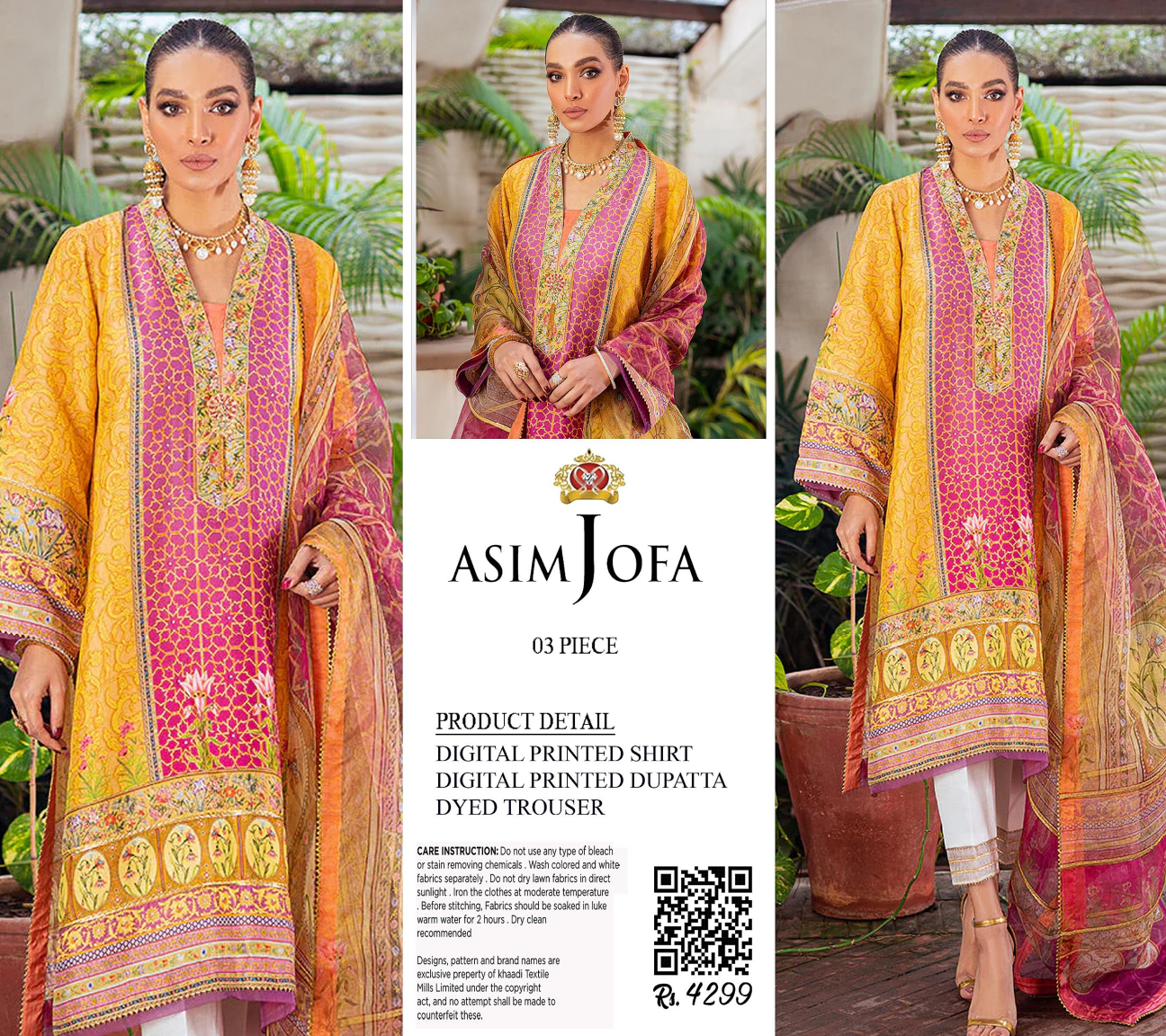 ASIM JOFA 3PC UNSTITCHED DIGITAL PRINTED COLLECTION