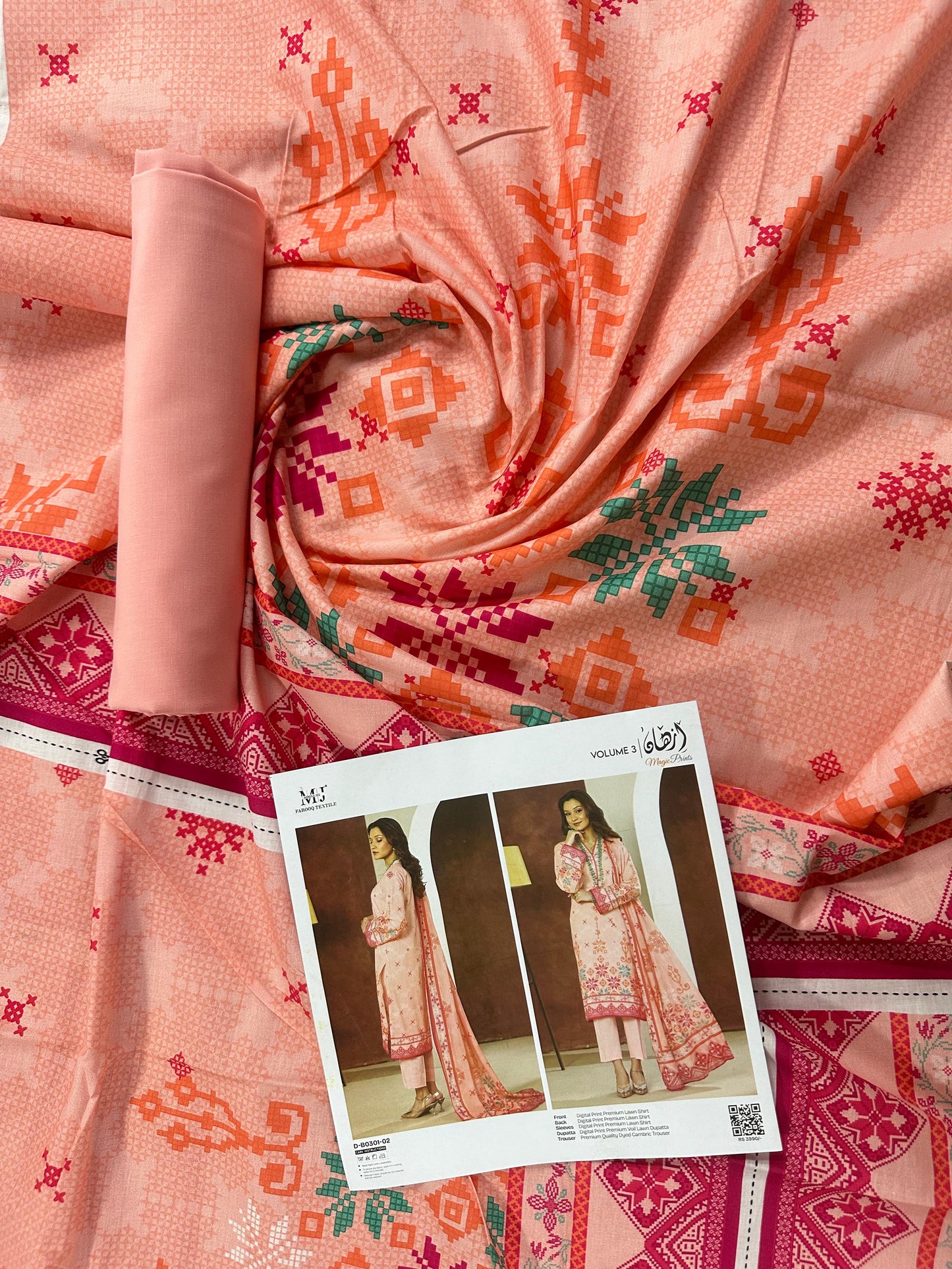 Moosajee Premium Unstitched Collection Digital Printed 2-Piece Suit