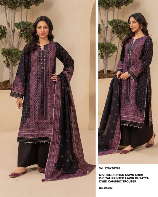 ZELLBURY Unstitched Lawn Collection 2026 Design #WUS26X30749