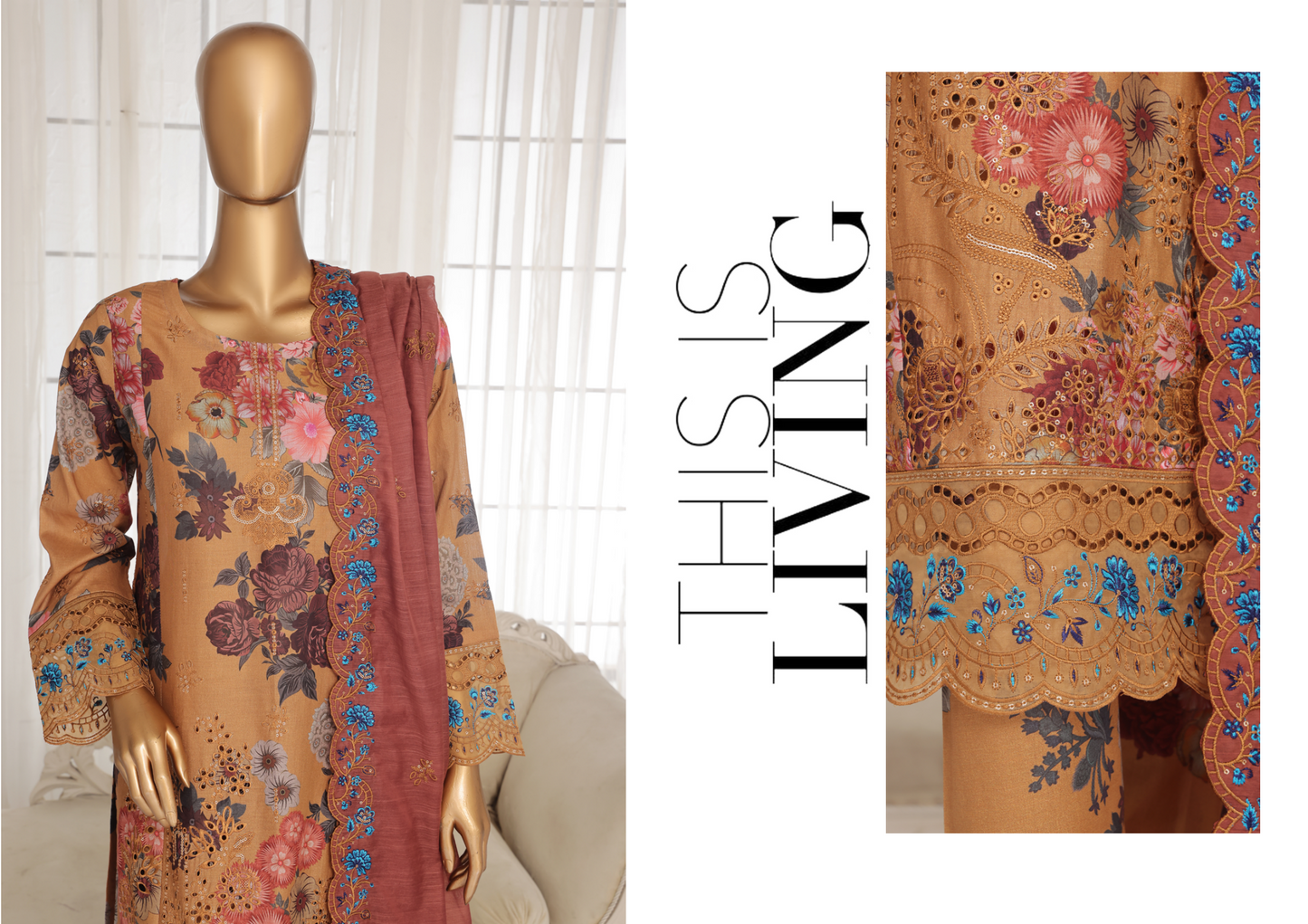 Aifa Daisy ChikanKari Unstitched 3 PIECE 💞✅
