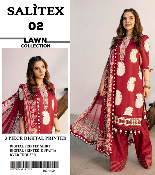 Salitex Lawn 3 PIECE DIGITAL PRINTED Collection Design# 2