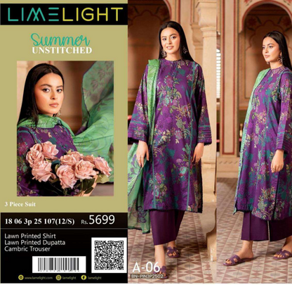 🌸 LIMELIGHT 🌸☀️ Summer 2025 ☀️💎 3 Piece Unstitched Lawn 💎