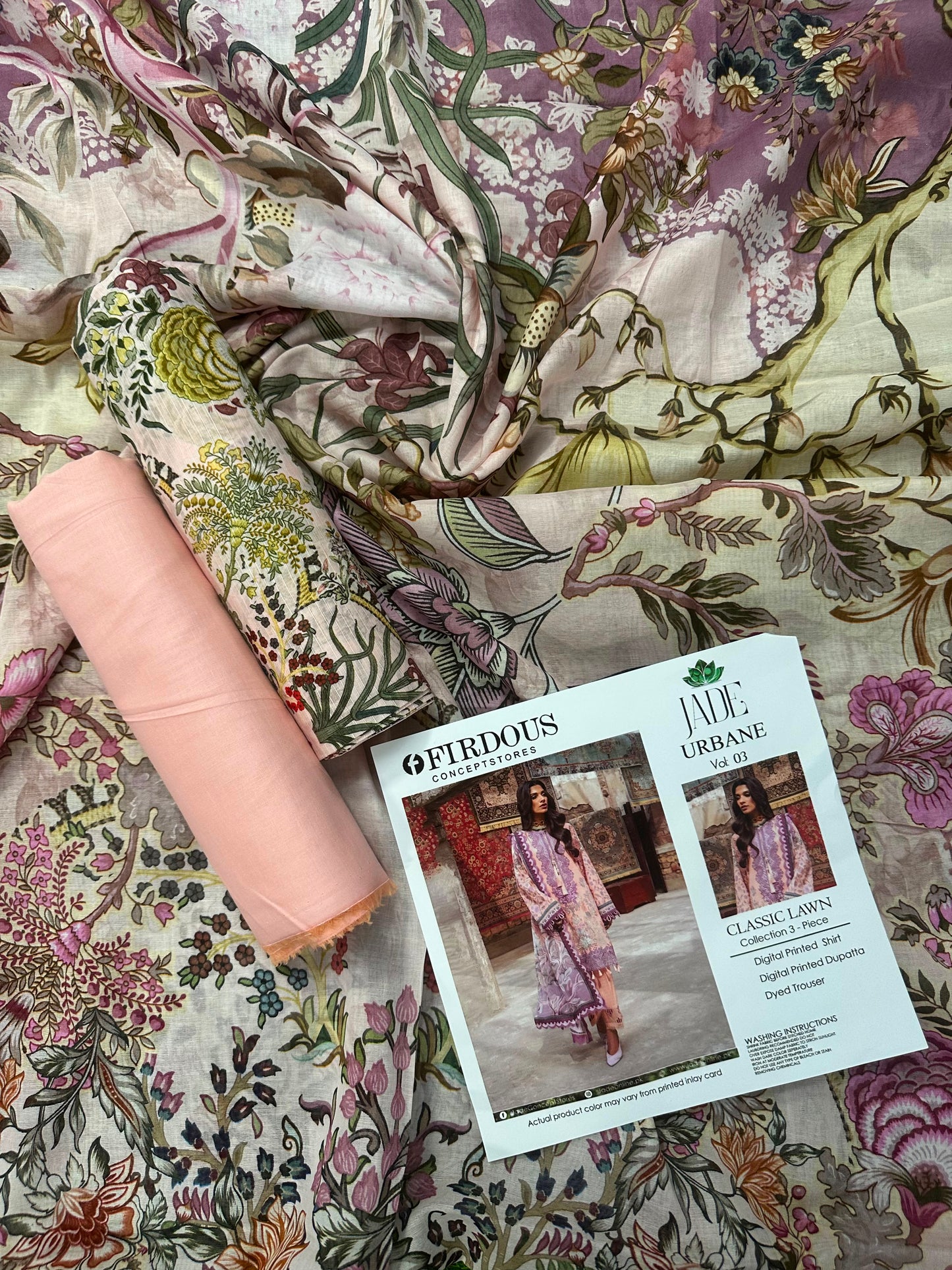 FIRDOUS JADE Dusty-Pink 3-Piece