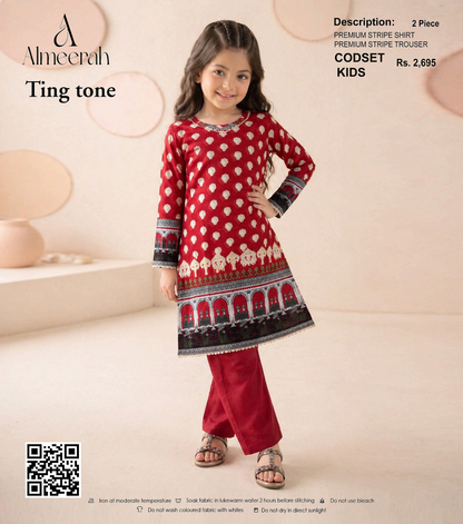 Almeerah Ting Tone Unstitched Kids 2Pcs Collection