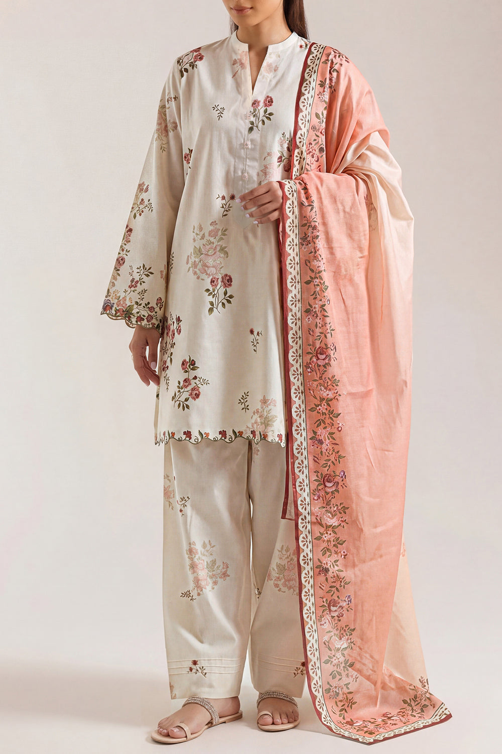 Saya Ivory 3PCs Printed Lawn Unstitched Collection