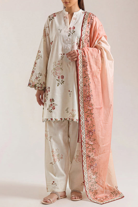 Saya Ivory 3PCs Printed Lawn Unstitched Collection