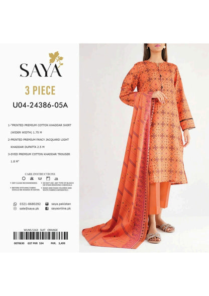 Saya 100% Original Cotton Khaddar 3P