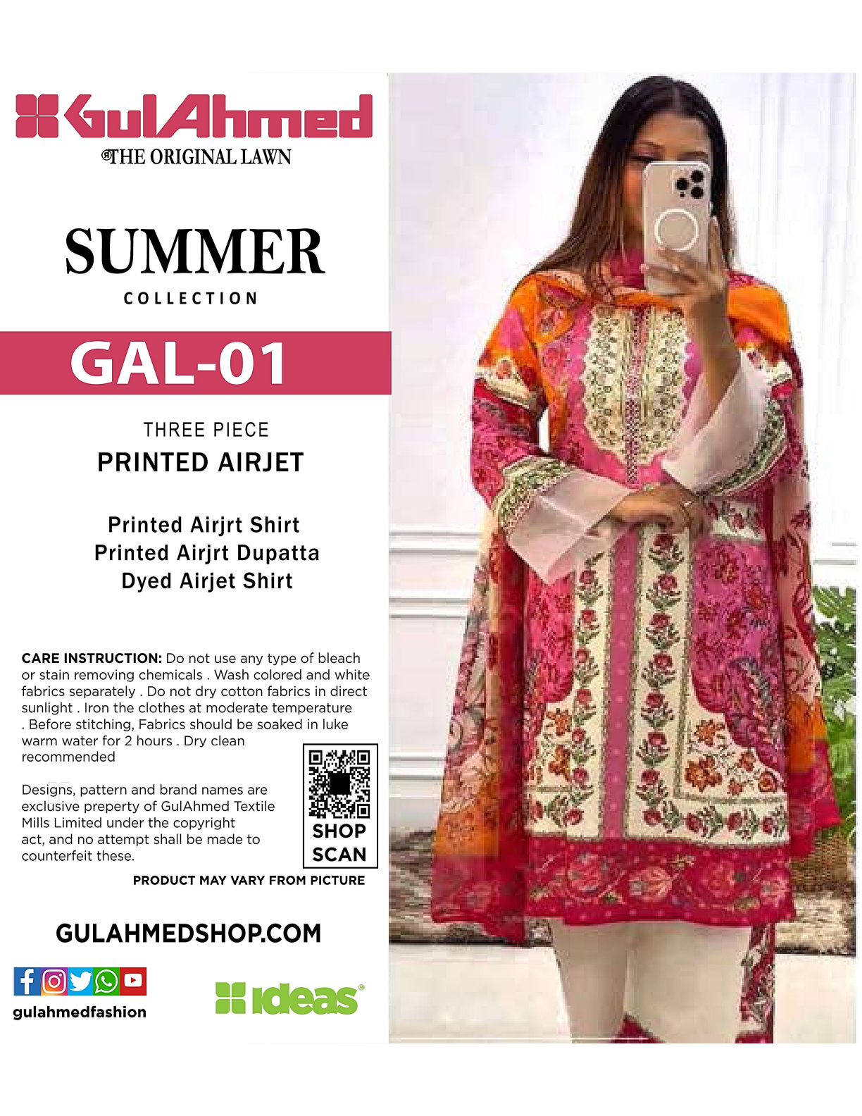 GulAhmed Unstitched LAWN  3PCS COLLECTION 2026 GAL-1
