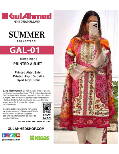 GulAhmed Unstitched LAWN  3PCS COLLECTION 2026 GAL-1